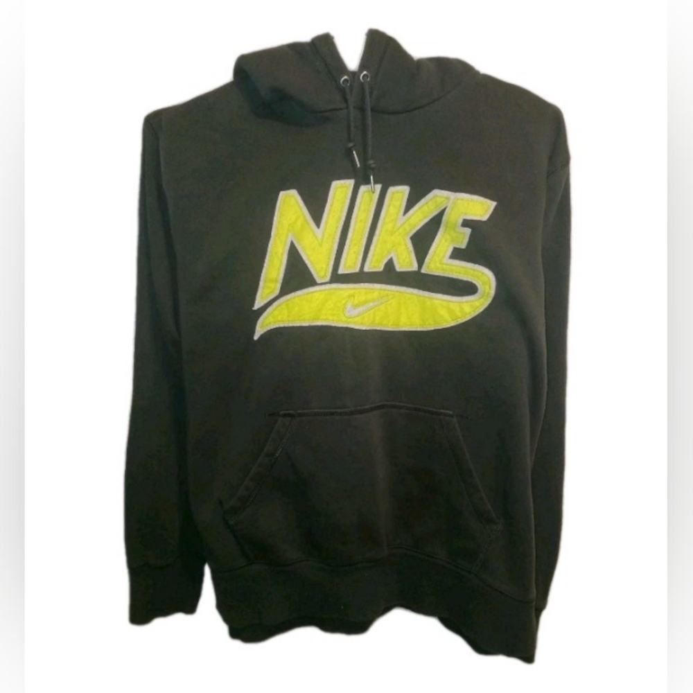 Nike Forest Green Hoodie with  Neon Green Embroidered Center Swoosh Logo Sz XL